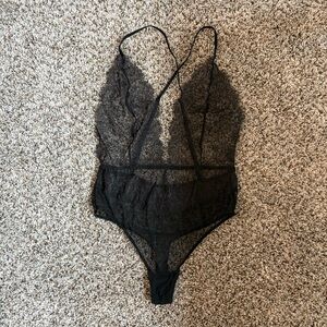 Victoria's Secret Black Lace Lingerie Bodysuit - Medium